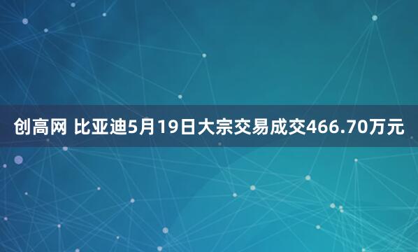 创高网 比亚迪5月19日大宗交易成交466.70万元
