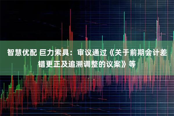 智慧优配 巨力索具：审议通过《关于前期会计差错更正及追溯调整的议案》等